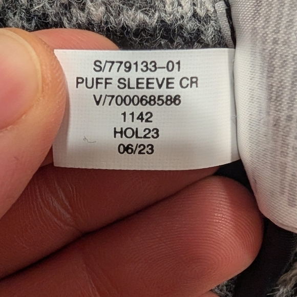 GAP XXL Tall Puff Sleeve Cropped Wool Shirt Plaid Black Gray Jacket New Tags - Picture 8 of 9